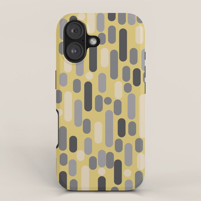 Morningside Heights Midcentury Modern Pattern in Retro Gray, Cream, and Yellow iPhone Case Gallery Image 1