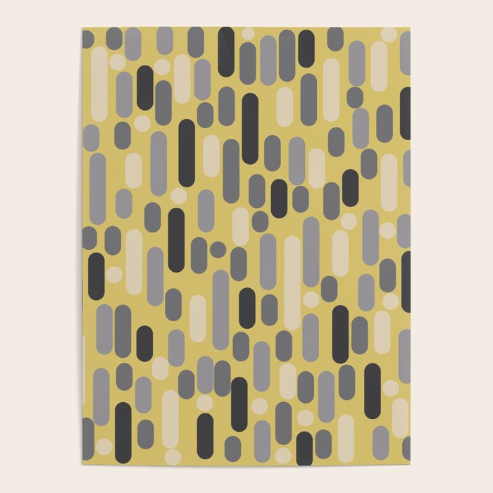 Morningside Heights Midcentury Modern Pattern in Retro Gray, Cream, and Yellow Poster Gallery Image 4