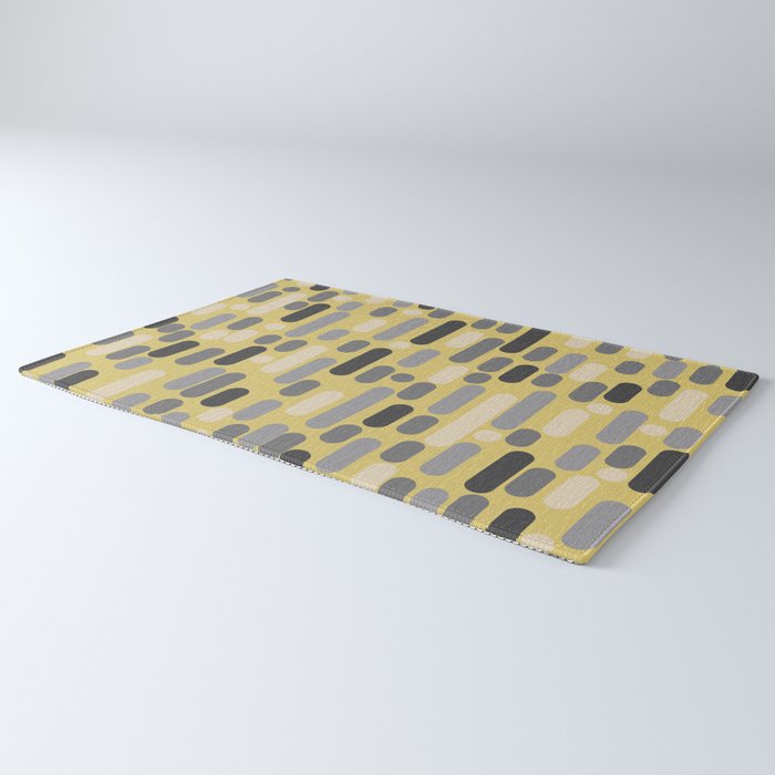 Morningside Heights Midcentury Modern Pattern in Retro Gray, Cream, and Yellow Rug Gallery Image 3