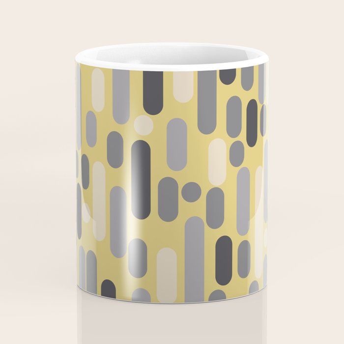 Morningside Heights Midcentury Modern Pattern in Retro Gray, Cream, and Yellow Coffee Mug Gallery Image 4
