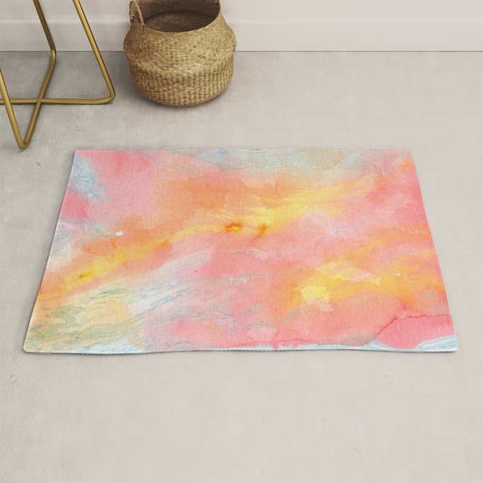 Abundance - abstract pink marbling painting Rug Gallery Image 1