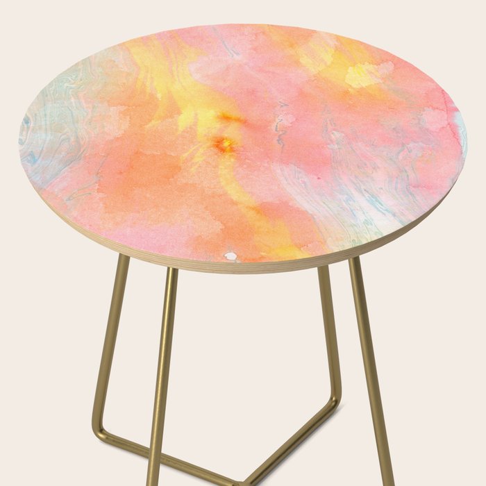 Abundance - abstract pink marbling painting Side Table Gallery Image 2