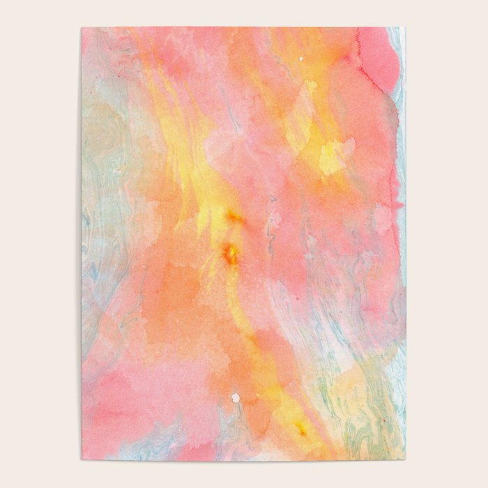 Abundance - abstract pink marbling painting Poster Gallery Image 1