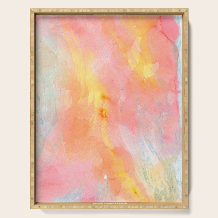 Abundance - abstract pink marbling painting Serving Tray Gallery Image 1