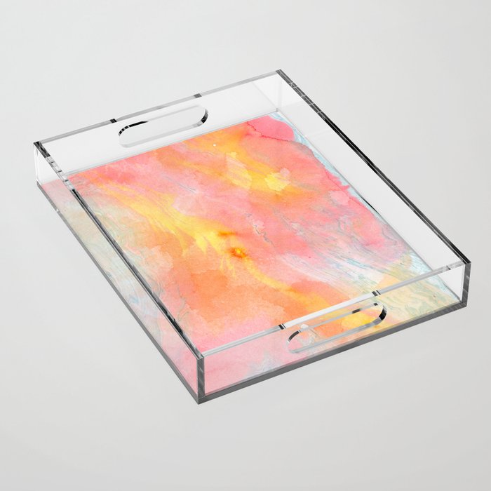 Abundance - abstract pink marbling painting Acrylic Tray Gallery Image 1