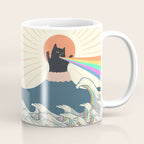 Meowtain cat 5 rainbow wave catzilla  Coffee Mug Gallery Image 1