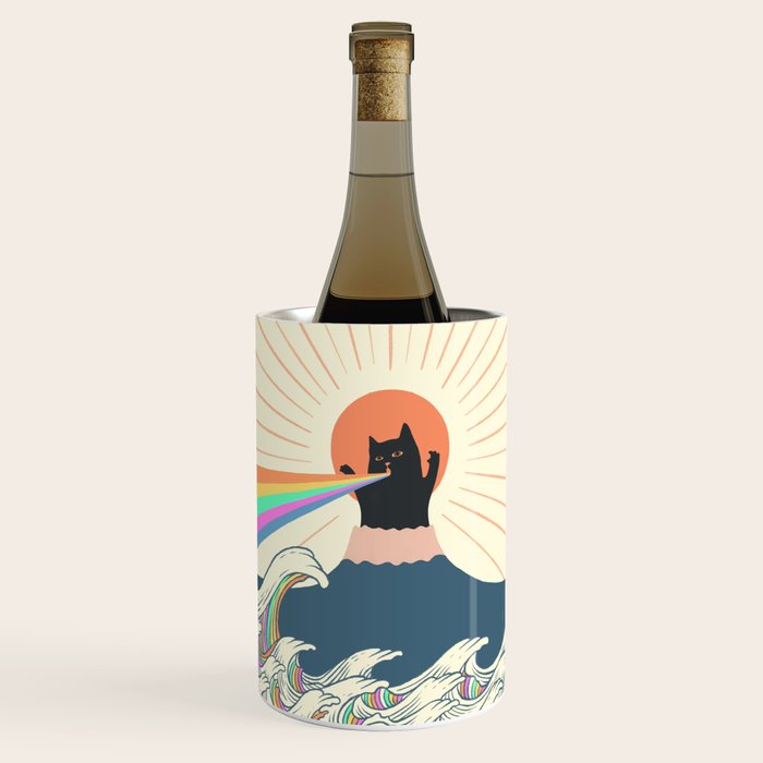 Meowtain cat 5 rainbow wave catzilla  Wine Chiller Gallery Image 2