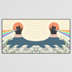 Meowtain cat 5 rainbow wave catzilla  Desk Mat Gallery Image 3