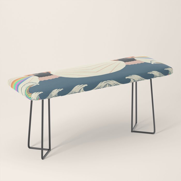 Meowtain cat 5 rainbow wave catzilla  Bench Gallery Image 1