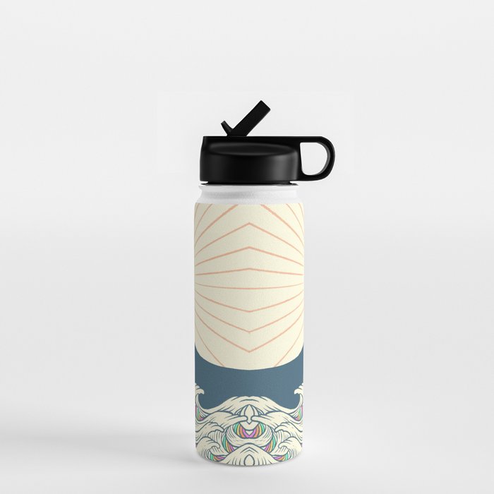Meowtain cat 5 rainbow wave catzilla  Water Bottle Gallery Image 1