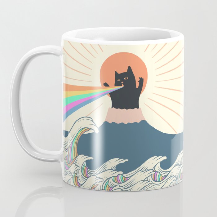 Meowtain cat 5 rainbow wave catzilla  Coffee Mug Gallery Image 3