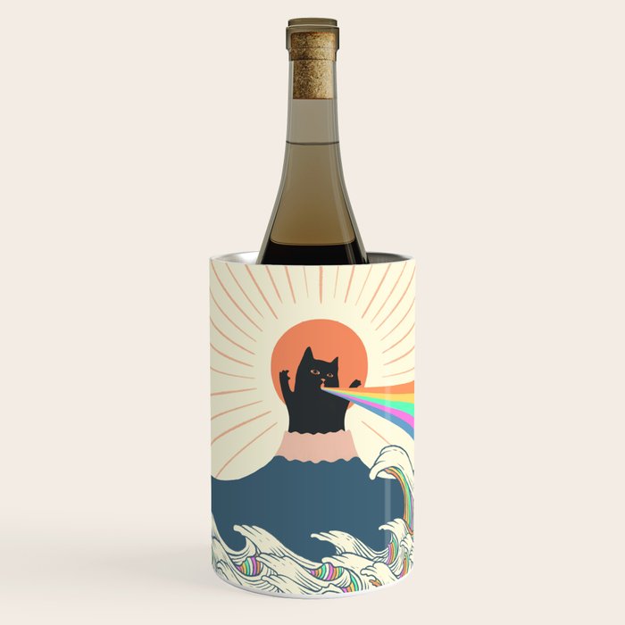 Meowtain cat 5 rainbow wave catzilla  Wine Chiller Gallery Image 3