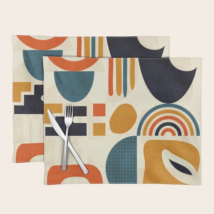 mid century shapes geometric abstract color 3 Placemat Gallery Image 1