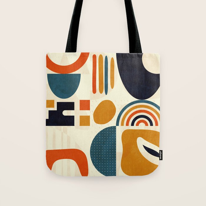 mid century shapes geometric abstract color 3 Tote Bag Gallery Image 1