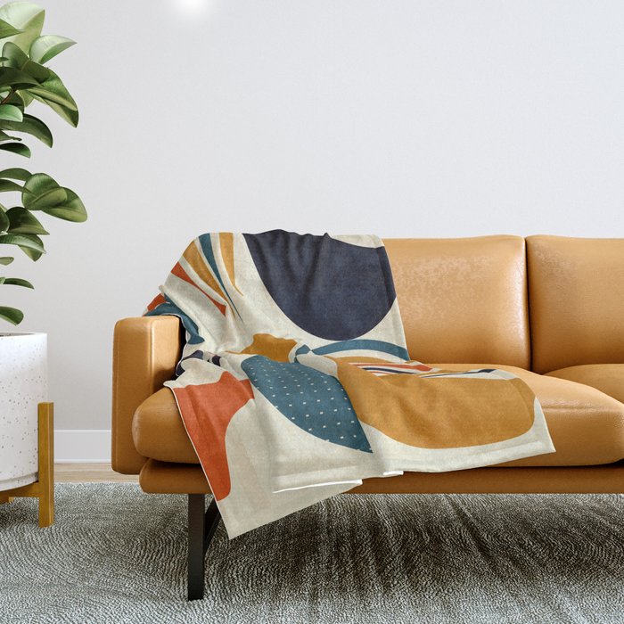 mid century shapes geometric abstract color 3 Throw Blanket Gallery Image 1