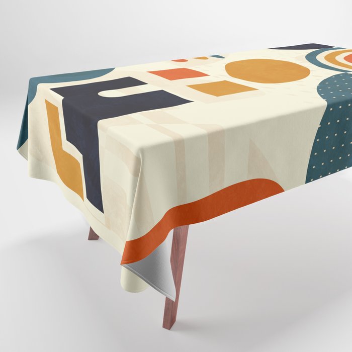 mid century shapes geometric abstract color 3 Tablecloth Gallery Image 1
