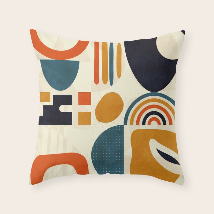 mid century shapes geometric abstract color 3 Throw Pillow Gallery Image 6