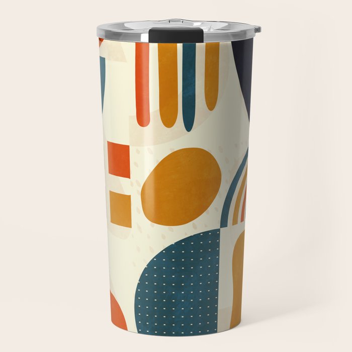 mid century shapes geometric abstract color 3 Travel Mug Gallery Image 1
