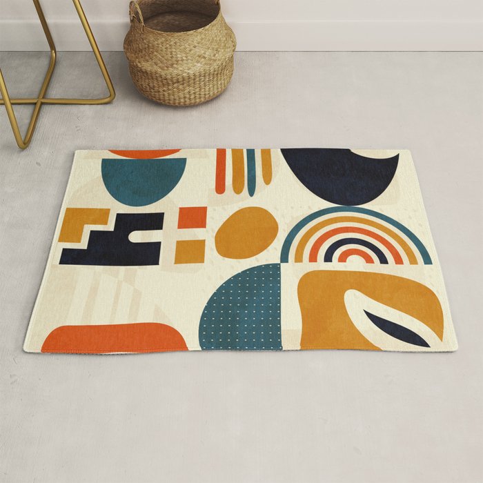 mid century shapes geometric abstract color 3 Rug Gallery Image 1