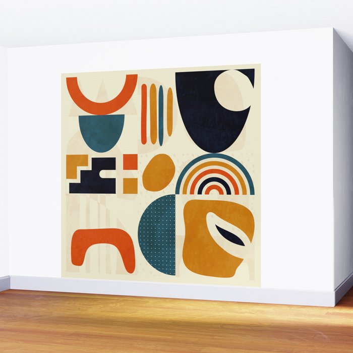 mid century shapes geometric abstract color 3 Wall Mural Gallery Image 2