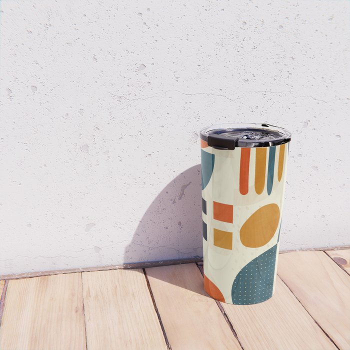 mid century shapes geometric abstract color 3 Travel Mug Gallery Image 4