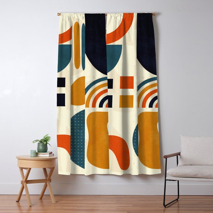 mid century shapes geometric abstract color 3 Window Curtain Gallery Image 5