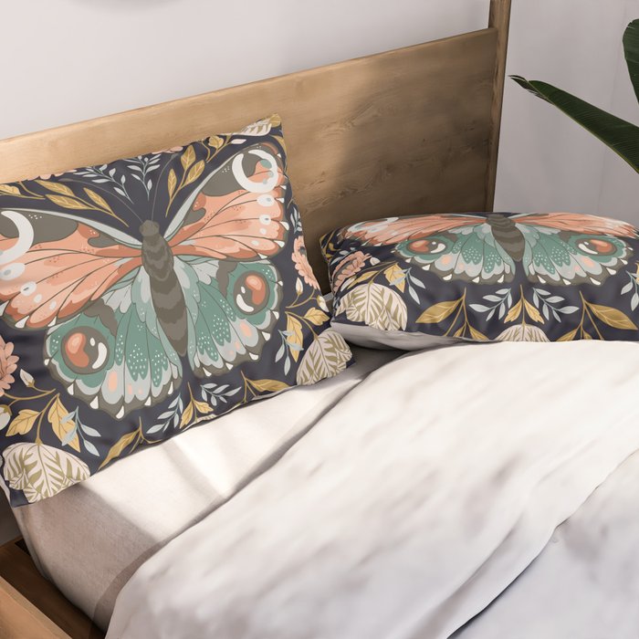 William Morris Butterfly - Midnight Garden Pillow Sham Gallery Image 2