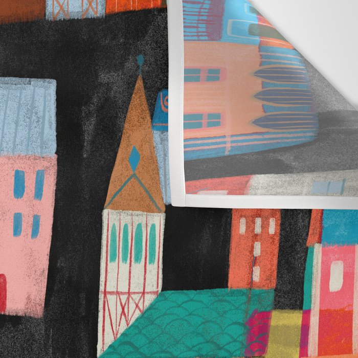 Neon Village Wall Tapestry Gallery Image 3