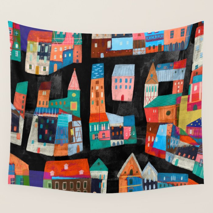 Neon Village Wall Tapestry Gallery Image 4