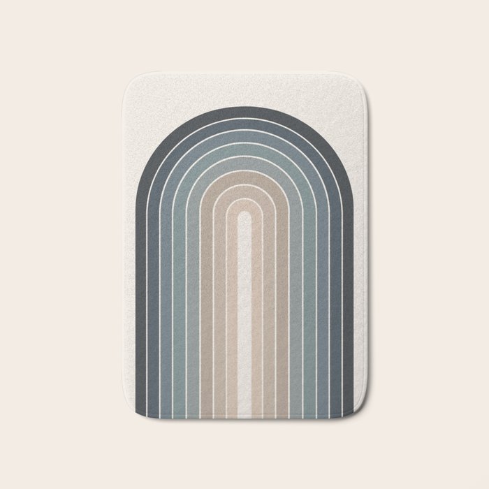 Gradient Arch XXVIII Earthy Blue Mid Century Modern Rainbow Bath Mat Gallery Image 1