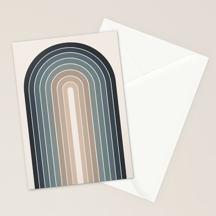 Gradient Arch XXVIII Earthy Blue Mid Century Modern Rainbow Stationery Card Gallery Image 2