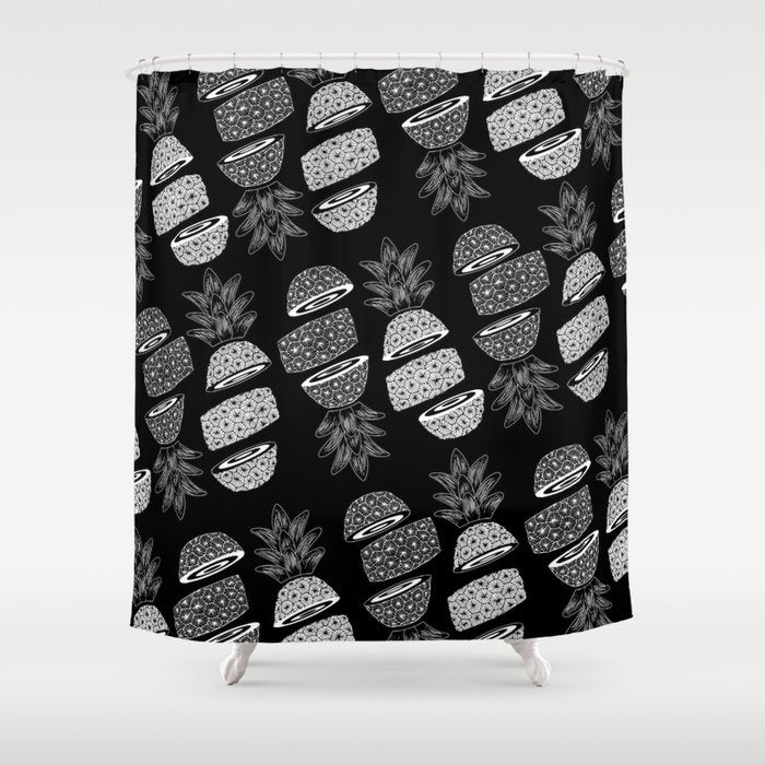 Pineapples (Dark/Sliced) Shower Curtain Gallery Image 1