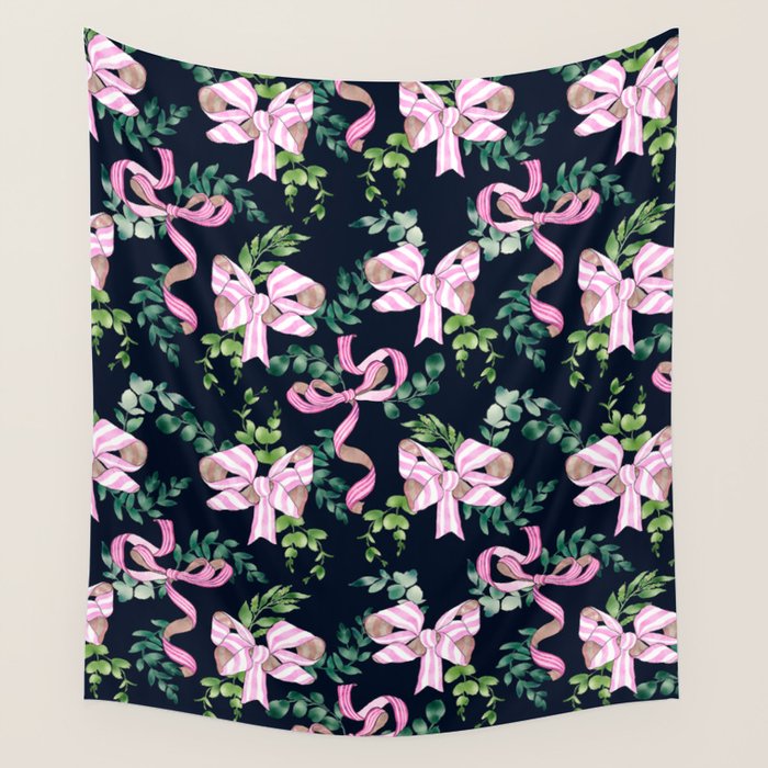 Whimsical Cheerful Bows Plants Wall Tapestry Gallery Image 4