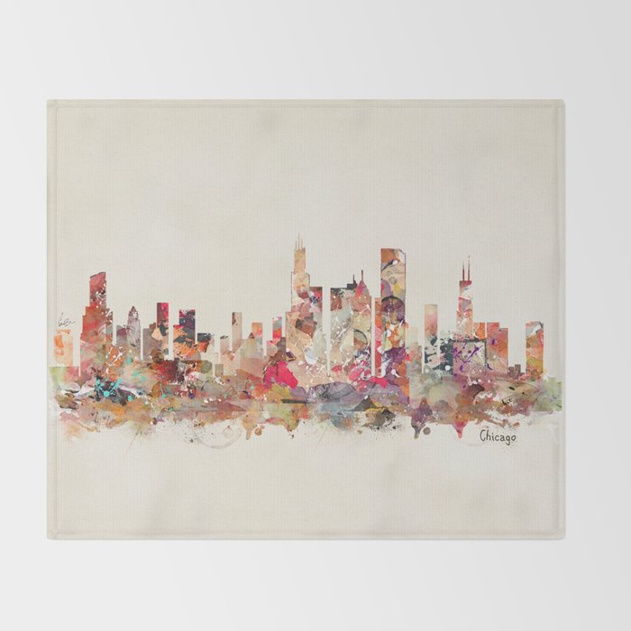 Chicago Illinois skyline Throw Blanket Gallery Image 2