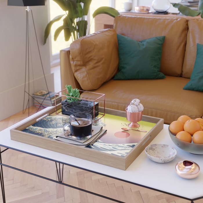 The Great Wave Of  Cat Serving Tray Gallery Image 2