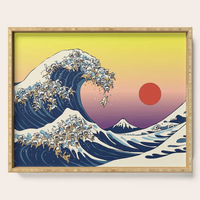 The Great Wave Of  Cat Serving Tray Gallery Image 1