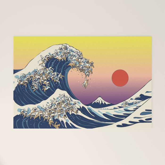 The Great Wave Of  Cat Welcome Mat Gallery Image 1