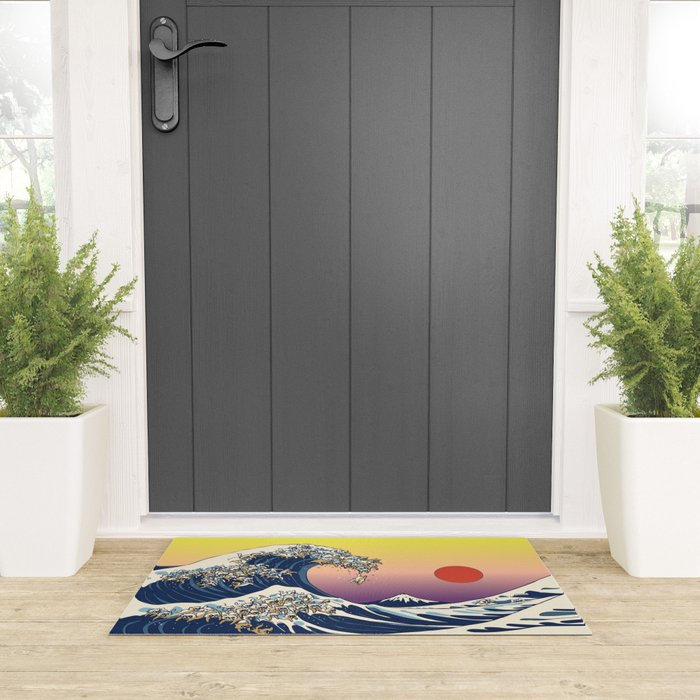 The Great Wave Of  Cat Welcome Mat Gallery Image 3