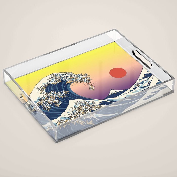 The Great Wave Of  Cat Acrylic Tray Gallery Image 1
