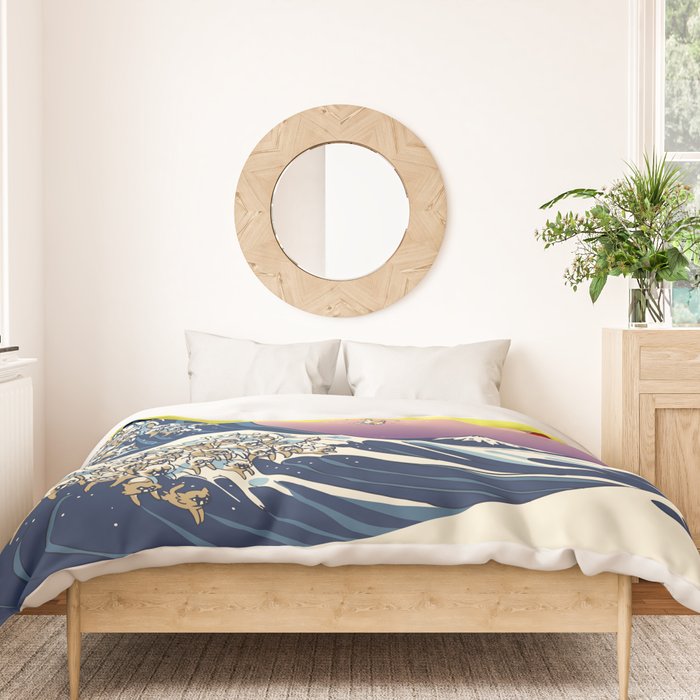 The Great Wave Of  Cat Duvet Cover Gallery Image 3