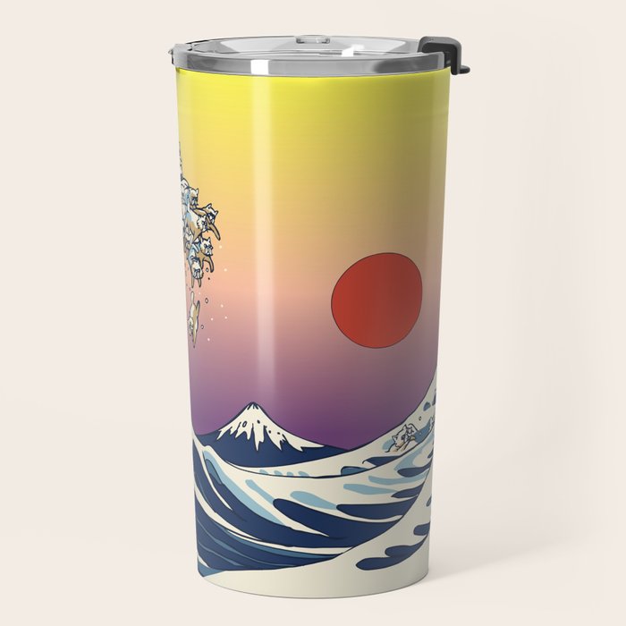 The Great Wave Of  Cat Travel Mug Gallery Image 2