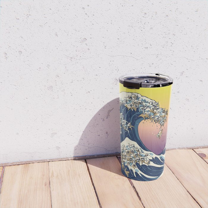 The Great Wave Of  Cat Travel Mug Gallery Image 4