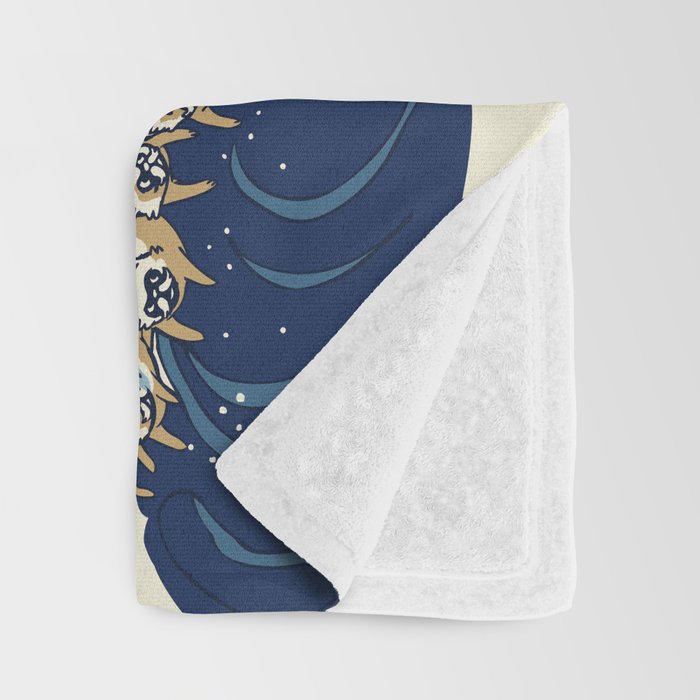 The Great Wave Of  Cat Throw Blanket Gallery Image 3
