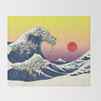 The Great Wave Of  Cat Throw Blanket Gallery Image 2