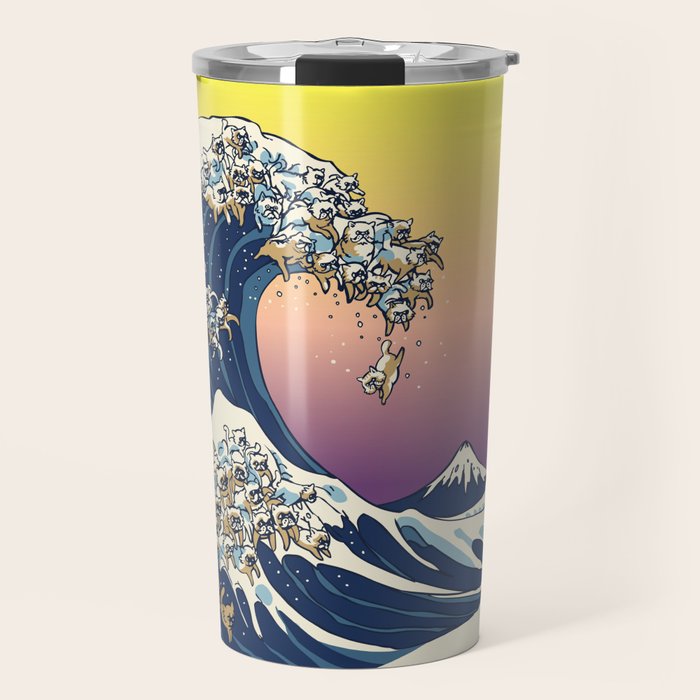 The Great Wave Of  Cat Travel Mug Gallery Image 1