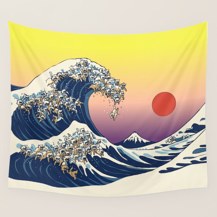 The Great Wave Of  Cat Wall Tapestry Gallery Image 4