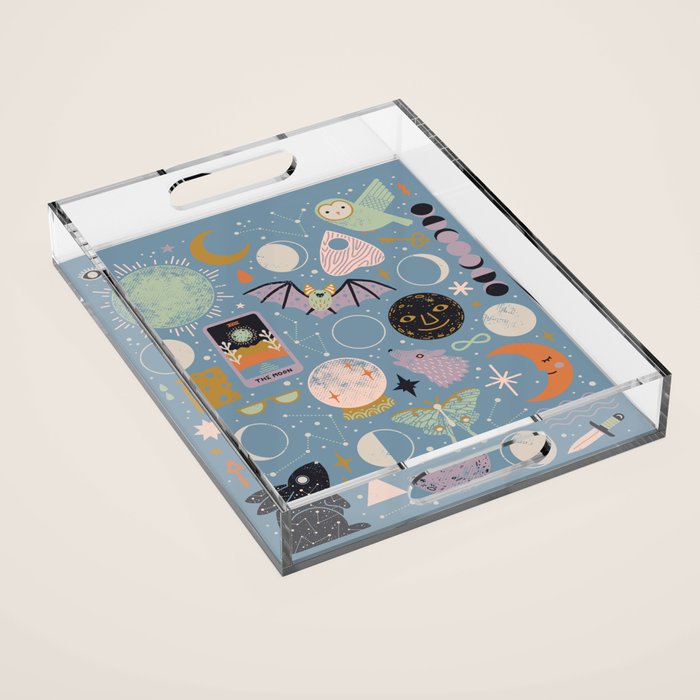 Lunar Pattern: Blue Moon Acrylic Tray Gallery Image 1