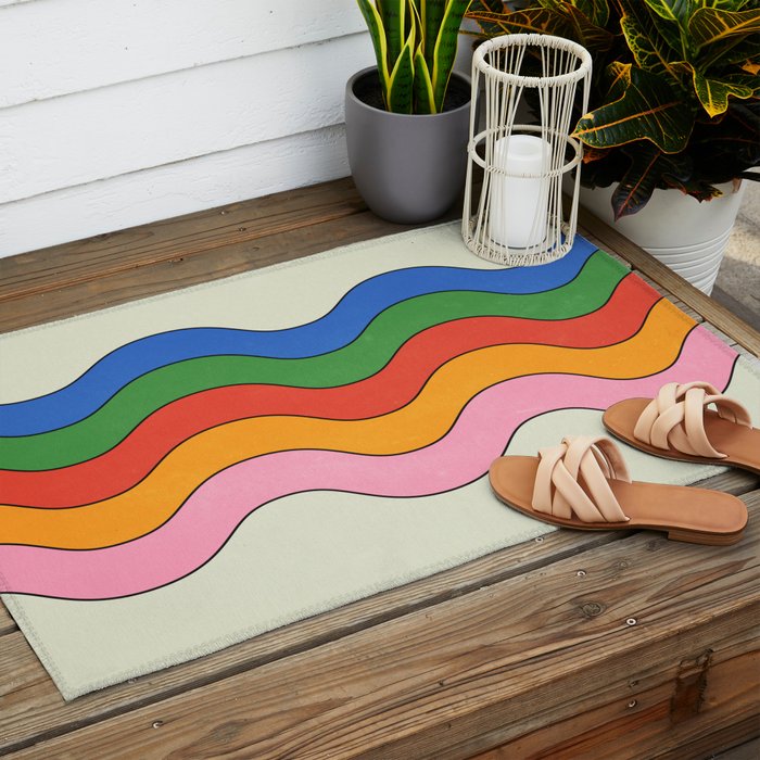 Retro Candy Waves Outdoor Rug Gallery Image 2