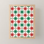 Festive Mid-Century Stars & Sparkles in Green, Red & White Mini Art Print Gallery Image 1