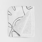 Abstract black and white floral art pattern Throw Blanket Gallery Image 3